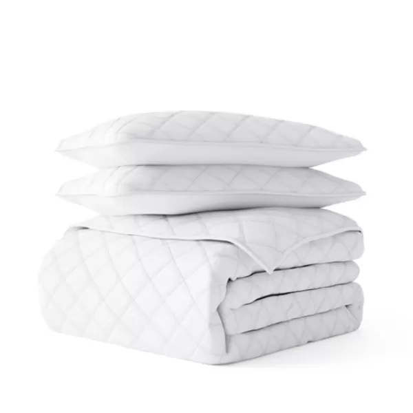 Quilts-Kirkland's Home Stitched Diamond 3-Pc. King Quilt Set White