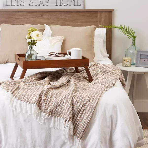 Blankets & Throws-Kirkland's Home Stone And White Arrowhead Throw Tan