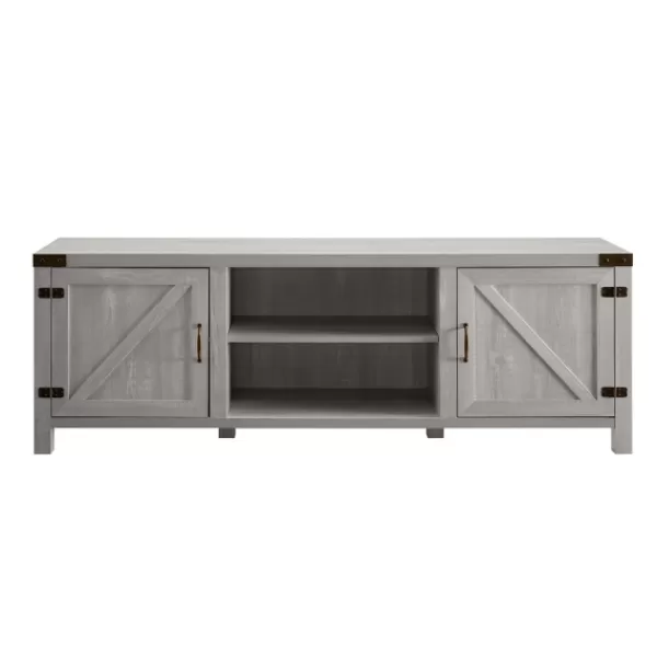 Tv Stands & Media Consoles-Kirkland's Home Stone Barn Door Tv Stand Gray