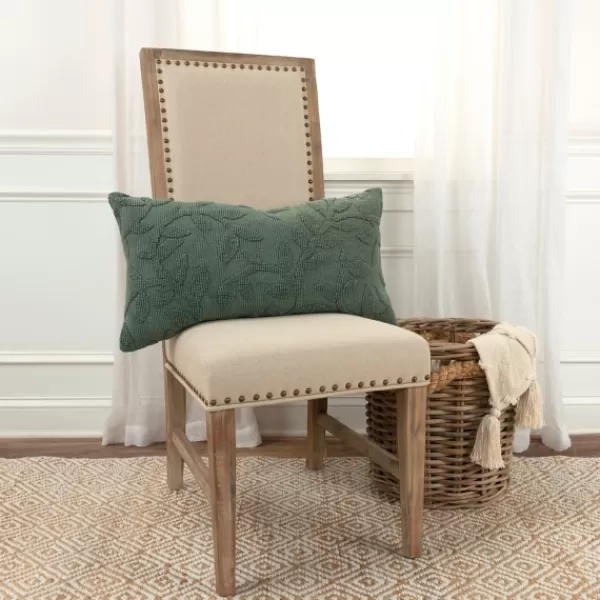 Pillows-Kirkland's Home Stonewash Botanical Pillow Green