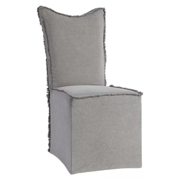 Dining Chairs-Kirkland's Home Stonewash Fringe Slipcover Dining Chairs, Set Of 2 Gray