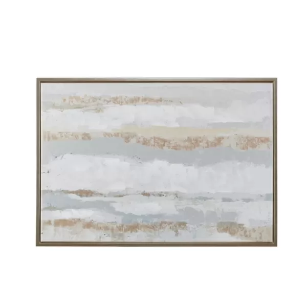 Framed Art-Kirkland's Home Strato Hand Embellished Gold Foil Framed Art Print Gray/White/Gold