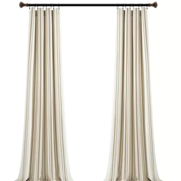 Curtains & Drapes-Kirkland's Home Stripe Farmhouse Curtain Panel Set, 95 In. Tan