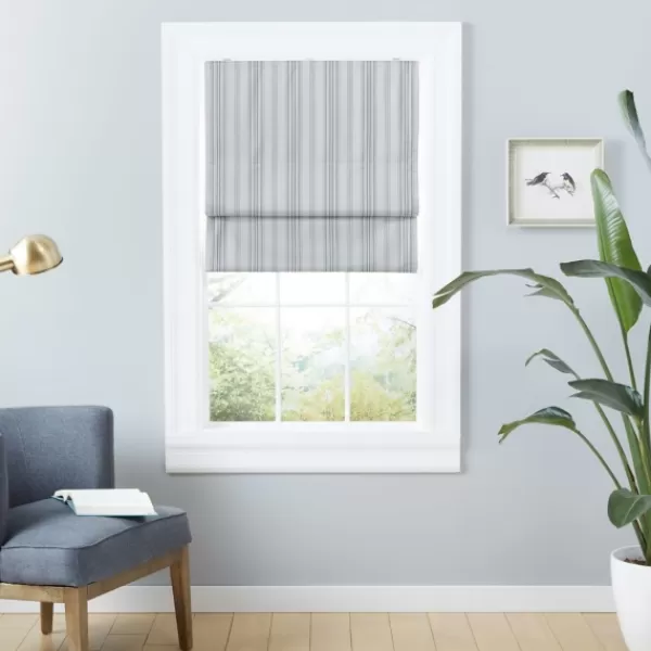 Curtains & Drapes-Kirkland's Home Stripe Ricci Blackout Curtain Shade, 23 In. Gray