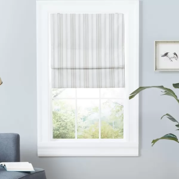 Curtains & Drapes-Kirkland's Home Stripe Ricci Blackout Curtain Shade, 31 In. Tan