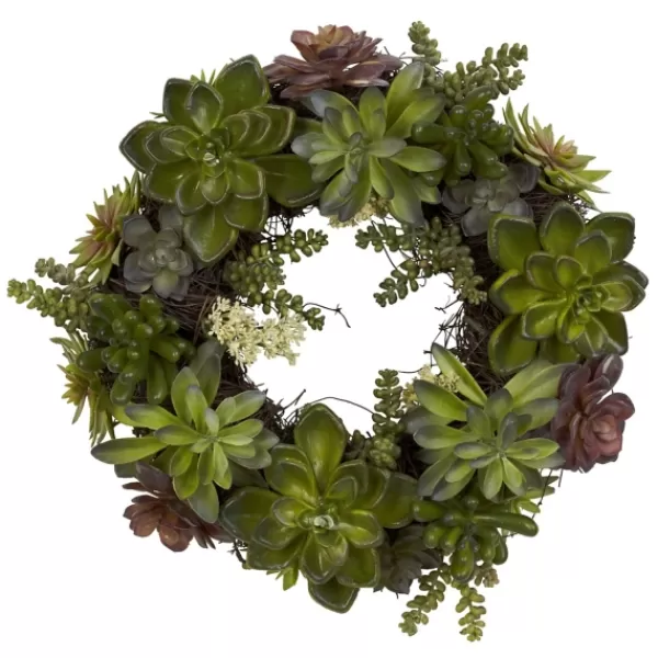 Wreaths-Kirkland's Home Succulent Wreath Green