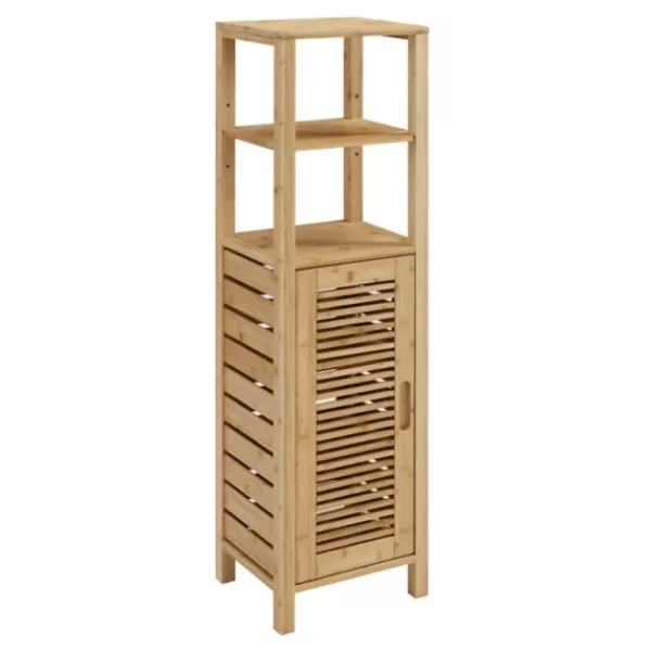 Bathroom Furniture-Kirkland's Home Sumter Bamboo Shelves And Cabinet