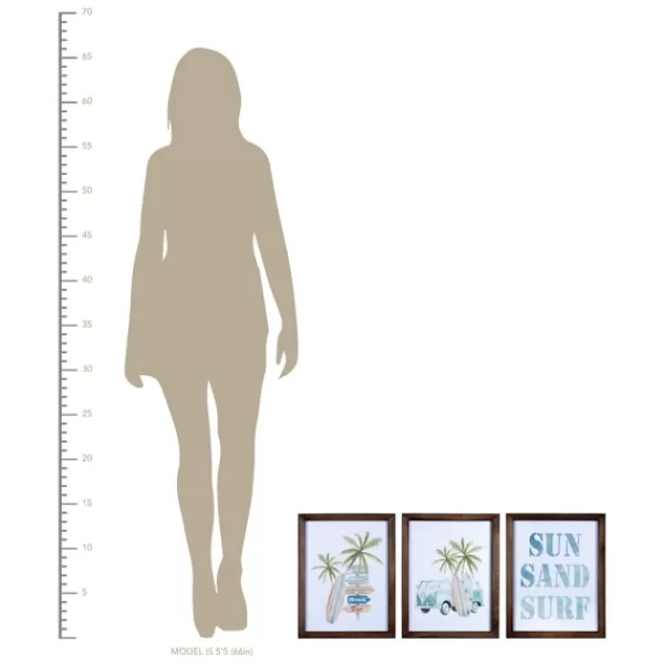 Wall Quotes & Signs-Kirkland's Home Sun Sand Surf 3-Pc. Coastal Wall Plaques White/Brown/Blue