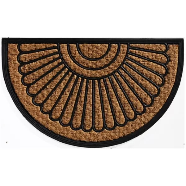 Doormats-Kirkland's Home Sunburst Half Circle Coir Doormat Tan/Black