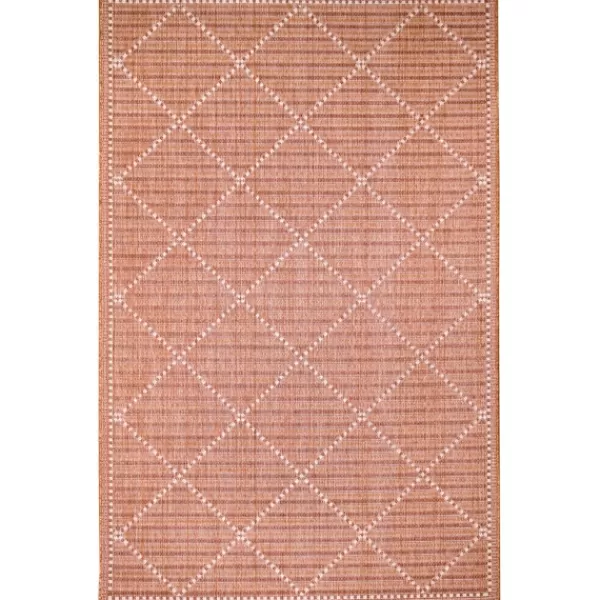 Outdoor Rugs-Kirkland's Home Sunset Diamond Outdoor Area Rug, 7X9 Orange/White