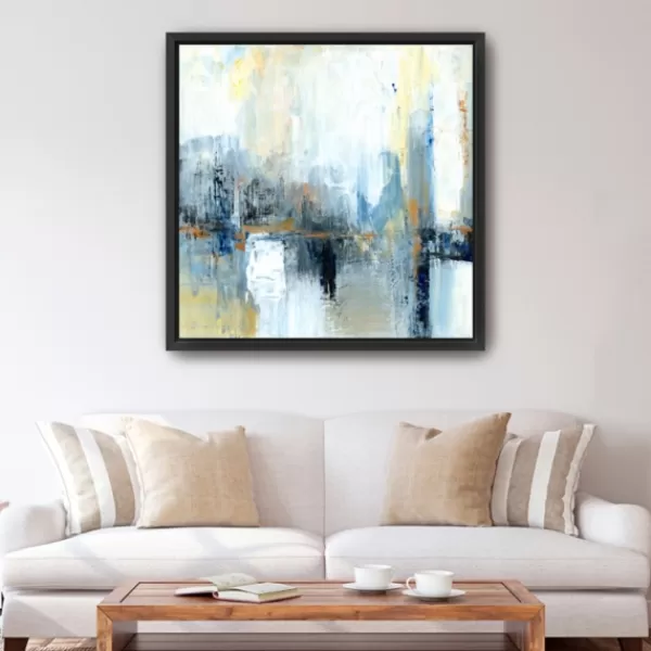 Framed Art-Kirkland's Home Sweeping The City Framed Canvas Art Print White/Blue/Yellow