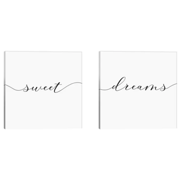 Wall Quotes & Signs-Kirkland's Home Sweet Dreams Diptych Giclee Canvas Print Set Black/White