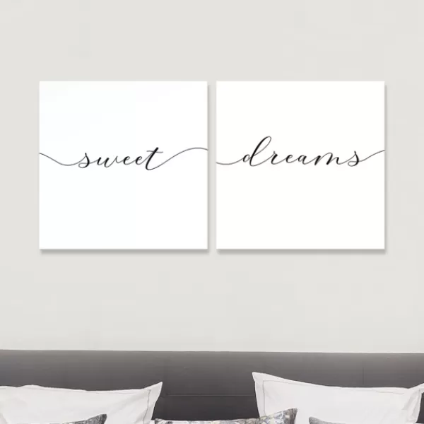 Wall Quotes & Signs-Kirkland's Home Sweet Dreams Diptych Giclee Canvas Print Set Black/White