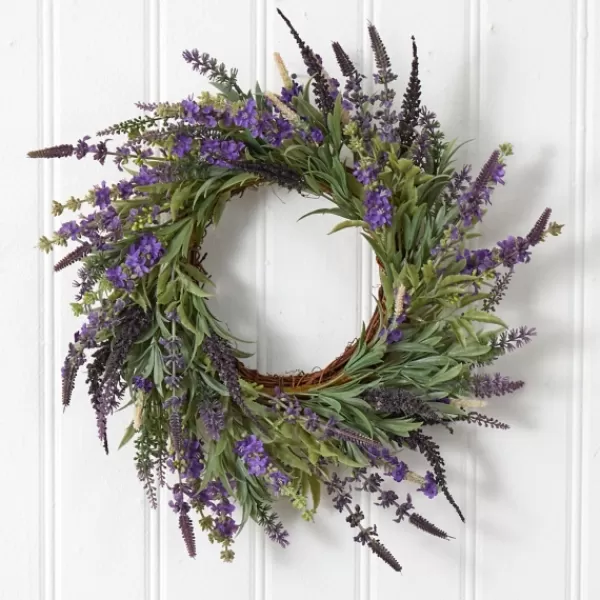 Wreaths-Kirkland's Home Swirled Lavender And Greenery Wreath Purple/Green