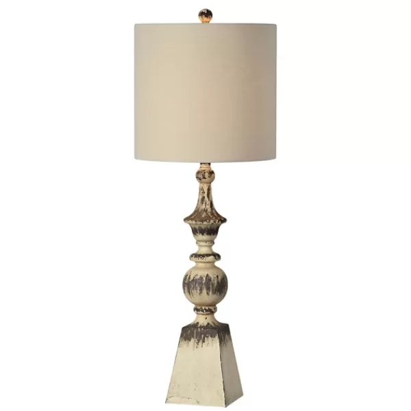 Table Lamps-Kirkland's Home Tall Distressed Cream Table Lamps, Set Of 2 Ivory