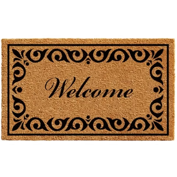 Doormats-Kirkland's Home Tan And Black Scroll Welcome Doormat, 29X17 In. Tan/Black