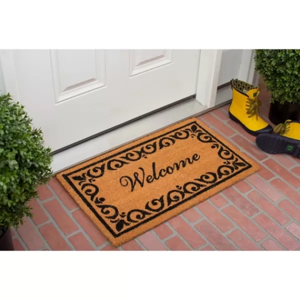 Doormats-Kirkland's Home Tan And Black Scroll Welcome Doormat, 29X17 In. Tan/Black