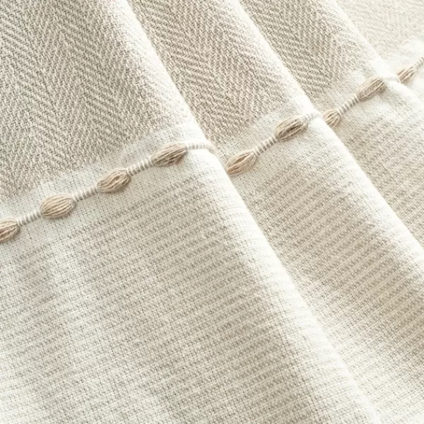 Blankets & Throws-Kirkland's Home Tan And White Herringbone Stripe Throw Tan/White