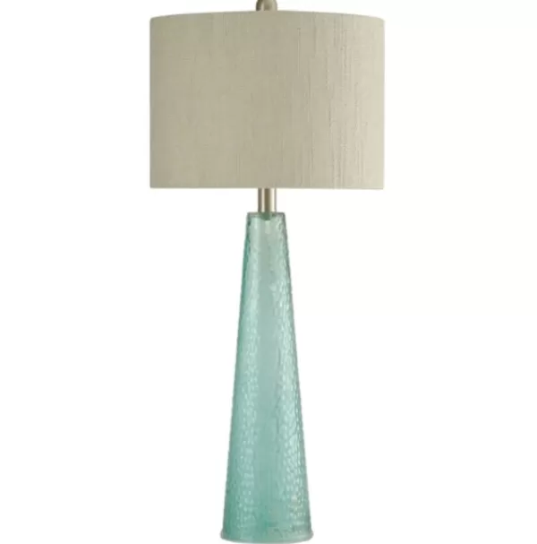 Table Lamps-Kirkland's Home Tapered Blue Glass Table Lamp Ivory