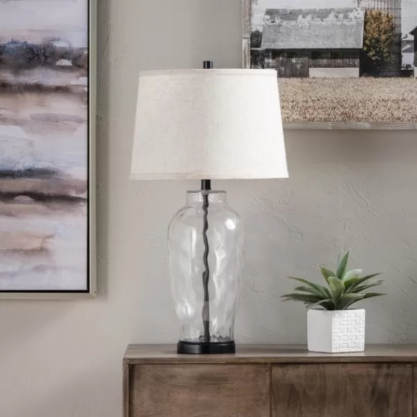 Table Lamps-Kirkland's Home Tapered Metal And Glass Jug Table Lamp White