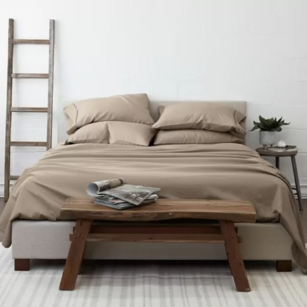 Bed Sheets-Kirkland's Home Taupe Ultra Soft 6-Pc. Queen Sheet Set Tan