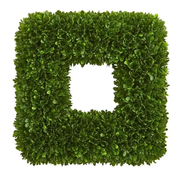 Wreaths-Kirkland's Home Tea Leaf Square Wreath Green
