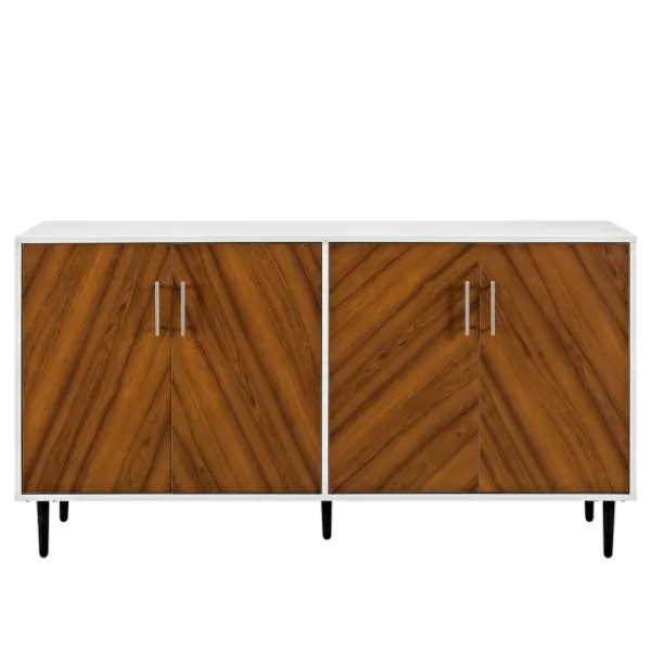 Tv Stands & Media Consoles-Kirkland's Home Teak And White Chevron Door Tv Stand Brown