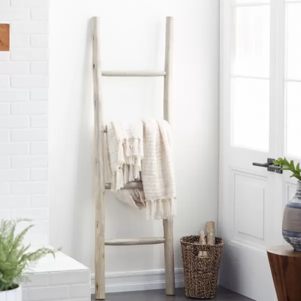 Decorative Accents-Kirkland's Home Teak Wood Leaning Ladder White
