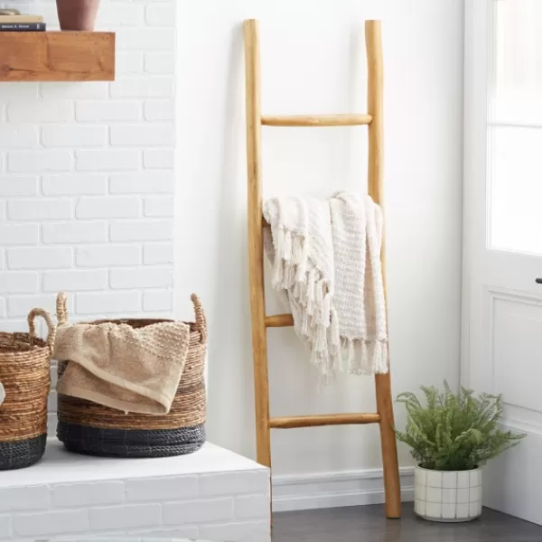Decorative Accents-Kirkland's Home Teak Wood Leaning Ladder Brown