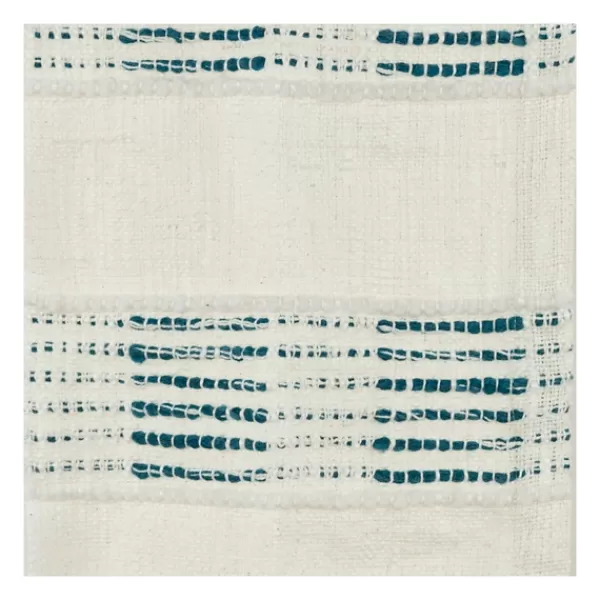 Blankets & Throws-Kirkland's Home Teal And Ivory Woven Stripe Throw Blue/Ivory