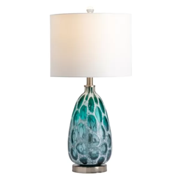 Table Lamps-Kirkland's Home Teal Blue And Nickel Table Lamp White