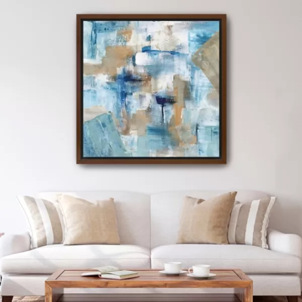 Framed Art-Kirkland's Home Teal Infusion Framed Canvas Art Print White/Blue/Brown
