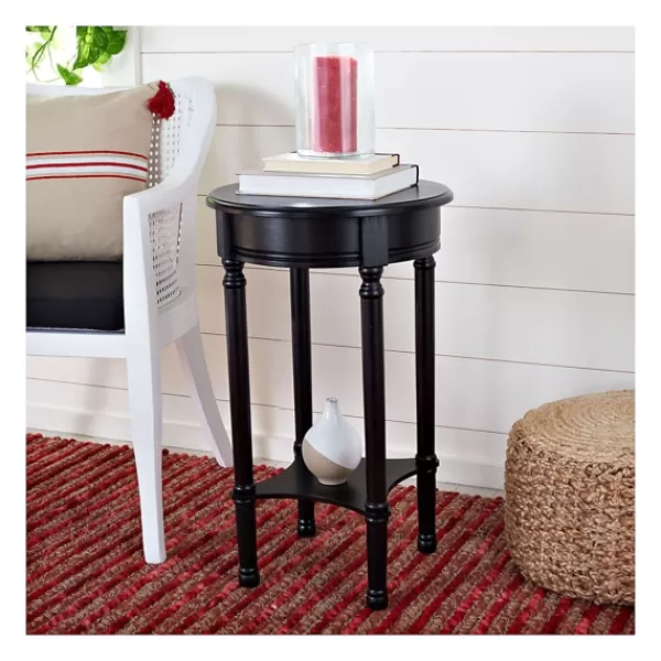 Accent & End Tables-Kirkland's Home Tegan Round Accent Table Black