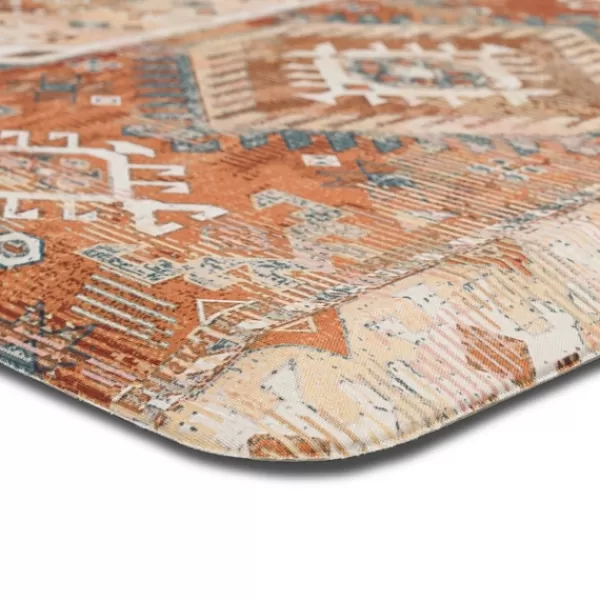 Kitchen & Floor Mats-Kirkland's Home Terracotta Medallion Cushioned Kitchen Mat Orange