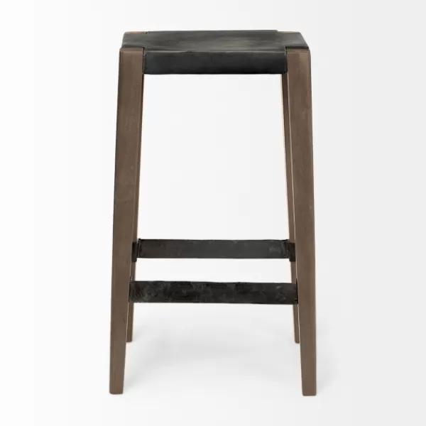 Bar Stools & Counter Height Stools-Kirkland's Home Terry Metal And Wood Cross Braced Bar Stool Black/Brown