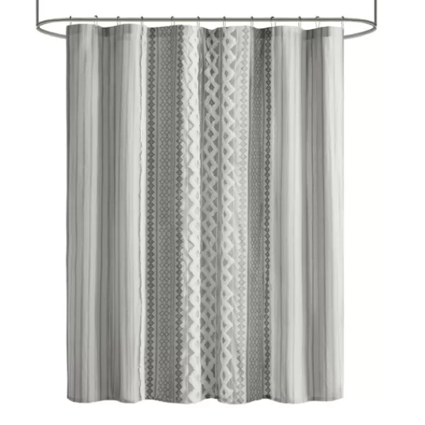 Shower Curtains-Kirkland's Home Textured Chenille Shower Curtain Gray