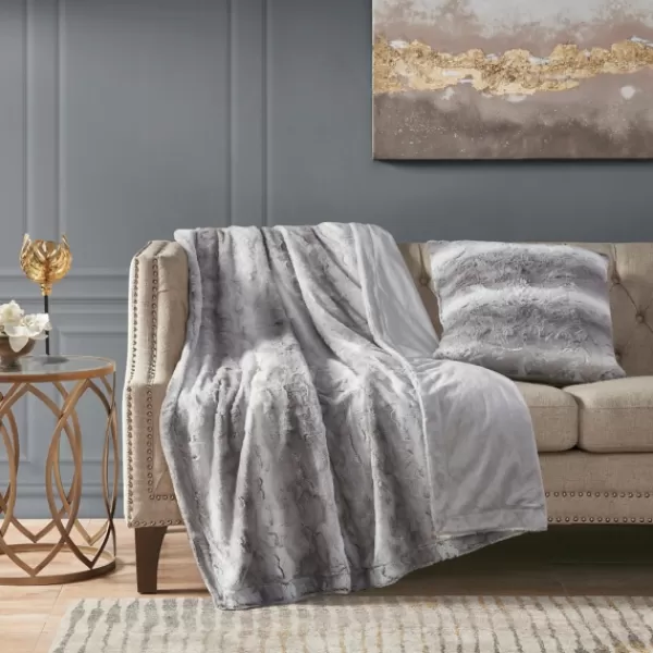 Pillows-Kirkland's Home Textured Faux Fur Pillow Gray