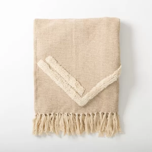 Blankets & Throws-Kirkland's Home Textured Indi Throw With Tassels Tan
