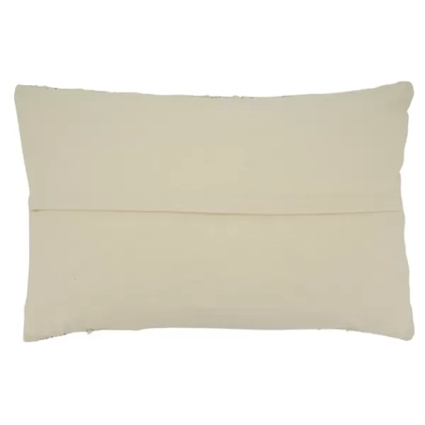 Pillows-Kirkland's Home Textured Ivory Fringe Lumbar Throw Pillow Tan/White