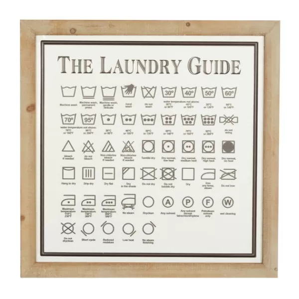 Wall Quotes & Signs-Kirkland's Home The Laundry Guide Embossed Framed Wall Plaque White/Tan