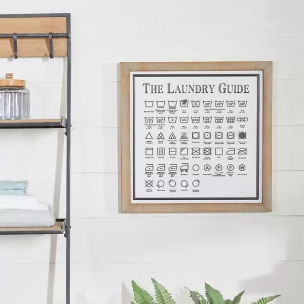 Wall Quotes & Signs-Kirkland's Home The Laundry Guide Embossed Framed Wall Plaque White/Tan