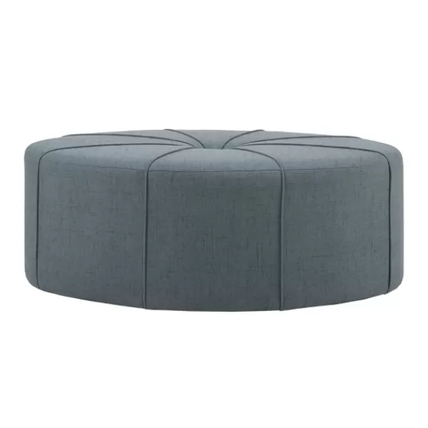 Benches & Ottomans-Kirkland's Home Thick Welting Center Button Oval Ottoman Blue
