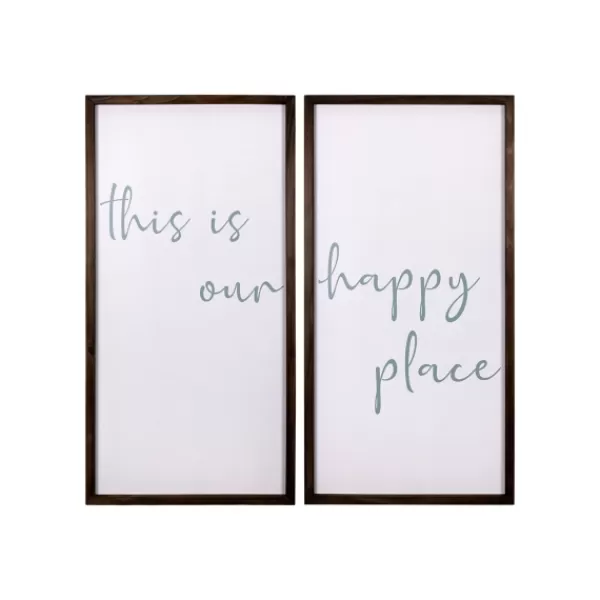 Wall Quotes & Signs-Kirkland's Home This Is Our Happy Place Wall Plaques, Set Of 2 White