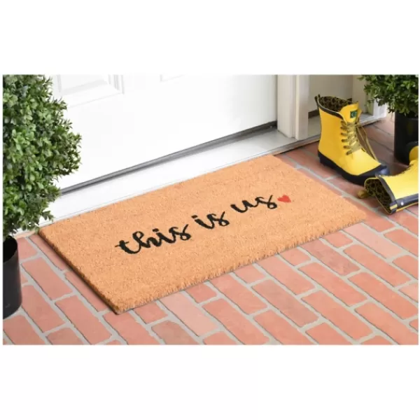 Doormats-Kirkland's Home This Is Us Heart Doormat Tan/Black/Red
