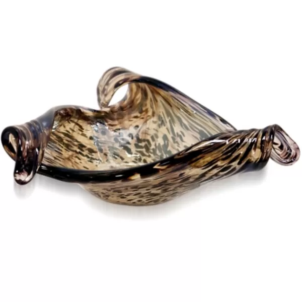 Decorative Bowls & Jars-Kirkland's Home Tortoise Shell Folded Edges Murano Glass Bowl Brown