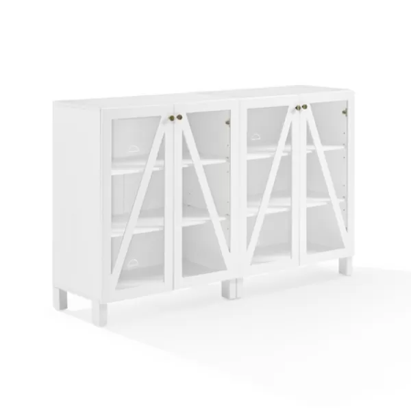 Tv Stands & Media Consoles-Kirkland's Home Triangle 4-Door Wood Media Cabinet White