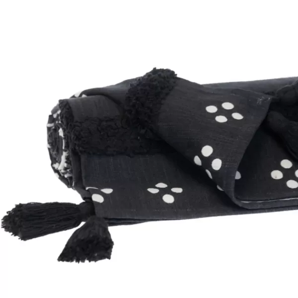 Blankets & Throws-Kirkland's Home Tribal Tufted Stripe Throw Black