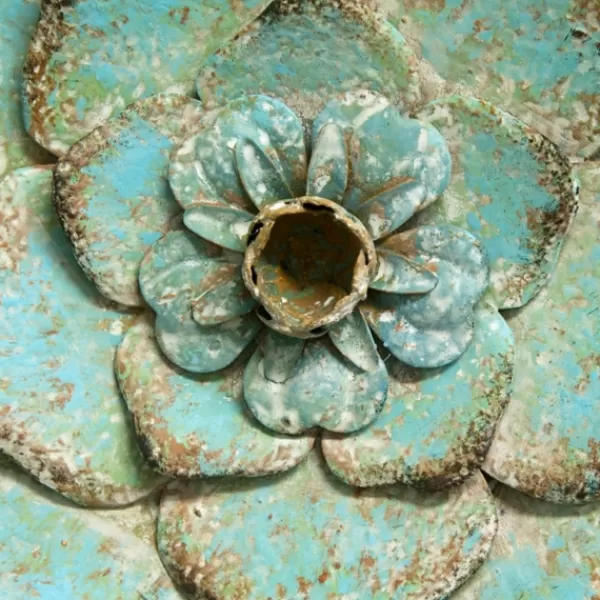 Wall Plaques-Kirkland's Home Tri-Colored Rustic Flower Wall Plaques, Set Of 3 Blue/White/Yellow