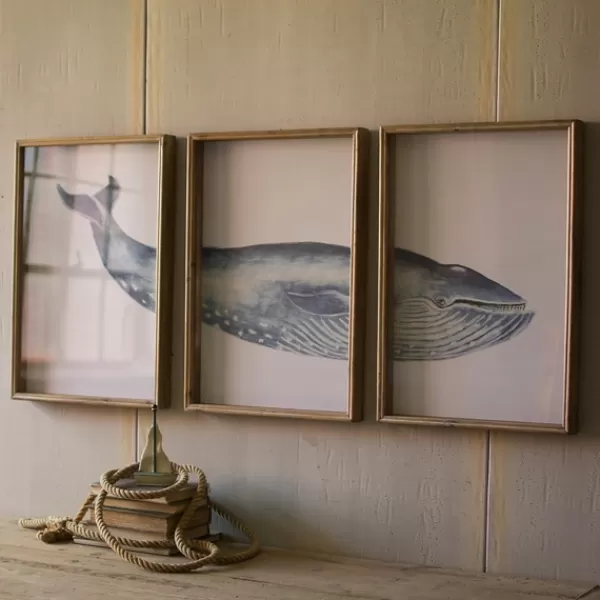 Framed Art-Kirkland's Home Triptych Whale Framed Art Prints, Set Of 3 White/Blue