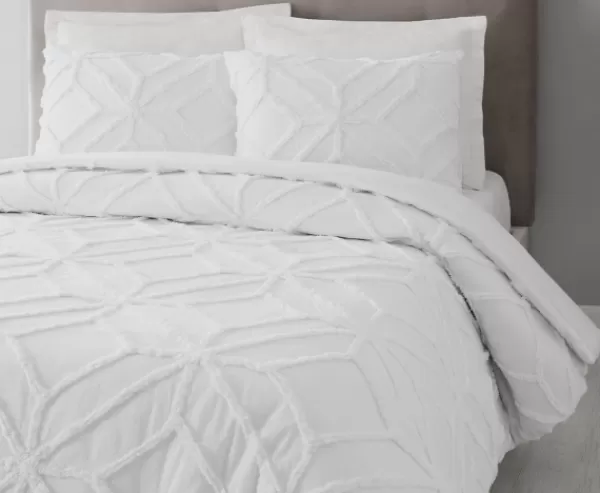 Duvets-Kirkland's Home Tufted Chenille 3-Pc. King Duvet Set White
